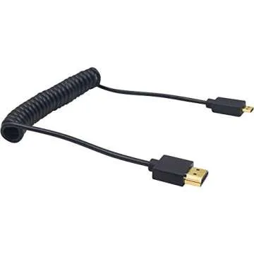 Duttek Micro HDMI to HDMI Coiled Cable 4K Slim Design