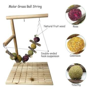 kathson Bunny Chew Toys for Teeth Grinding, Rabbit Wooden Scratch Board Feet Pad Platform Small Anim...