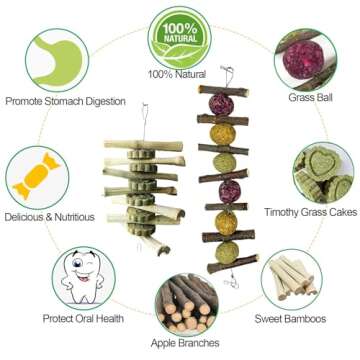 kathson Bunny Chew Toys for Teeth Grinding, Rabbit Wooden Scratch Board Feet Pad Platform Small Animals Play Toy for Guinea Pigs Chinchilla Hamsters Other Rodent Pets(E)