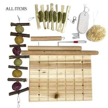 kathson Bunny Chew Toys for Teeth Grinding, Rabbit Wooden Scratch Board Feet Pad Platform Small Animals Play Toy for Guinea Pigs Chinchilla Hamsters Other Rodent Pets(E)