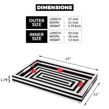 Handicrafts Home Handmade Concentrics Pattern Inspired Decorative Tray - 11x17 Ottoman Tray, Multipu...