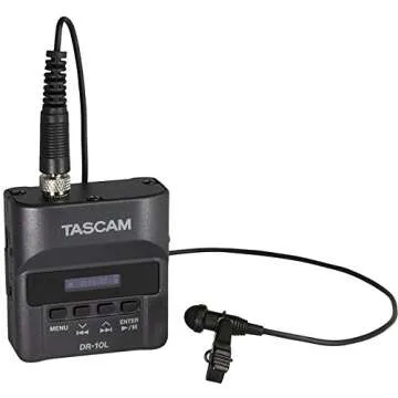 Tascam DR-10L Digital Audio Recorder and Lavalier Mic Bundle with 32GB SD Cards (2-Pack) and USB 2.0...