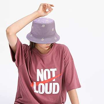 XYIYI Daisy Purple Bucket Hat Reversible for All