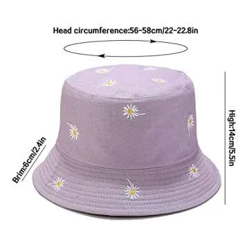 XYIYI Daisy Purple Bucket Hat Reversible for All