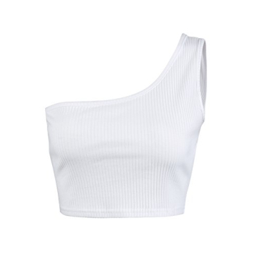 PRETTODAY Womens Sleeveless Crop Tops Sexy Strappy Tees,White,Small