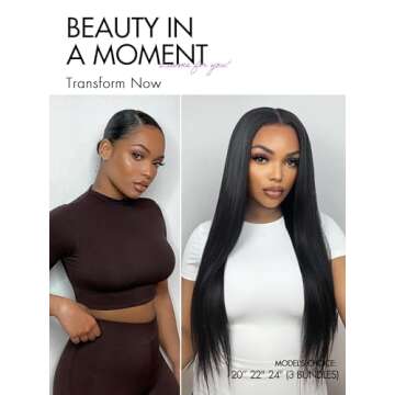 LUVME Straight Human Hair 3 Bundles Double Weft 12A Brazilian Hair Bundles Human Hair Bundles 100% U...