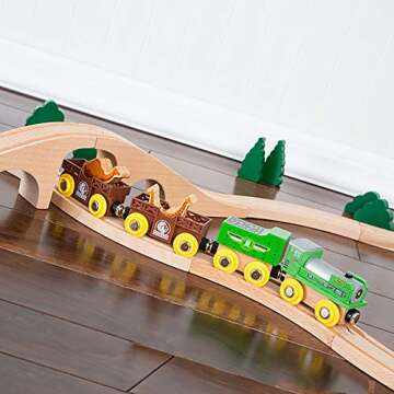 Orbrium Toys 12 (18 Pcs) Wooden Engines & Train Cars Collection with Animals, Farm Safari Zoo Wooden...