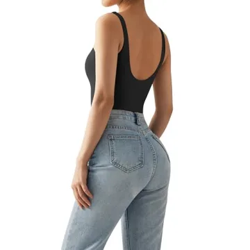 SUUKSESS Square Neck Backless Bodysuit for Women