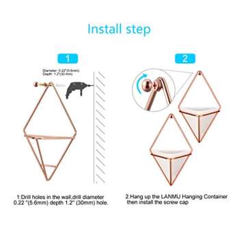 Hanging Vase,LANMU Air Plants Pots,Hanging Wall Decor,Plant Holder,Hanging Plant for Air Plants/Succulents/Cactus Plants/Office Plants/Artificial Plant (2 Pack)