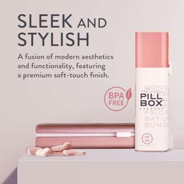 Mimi Medcessories - Pretty Pill Box Set - Stylish & Compact Daily Pill Organizer, Medication Pill Case, Pill Container for Vitamin Management, Pill Holder, Travel Essentials for Women & Men - Rose