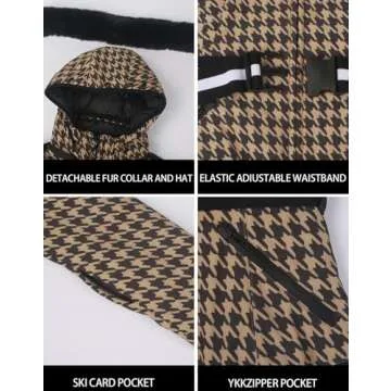 Women's Ski Jacket Snowboard Warm Winter Short Slim Snow Coat Jacket Mountain Windproof Waterproof Insulated Hooded