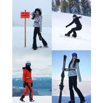 Women's Ski Jacket Snowboard Warm Winter Short Slim Snow Coat Jacket Mountain Windproof Waterproof Insulated Hooded