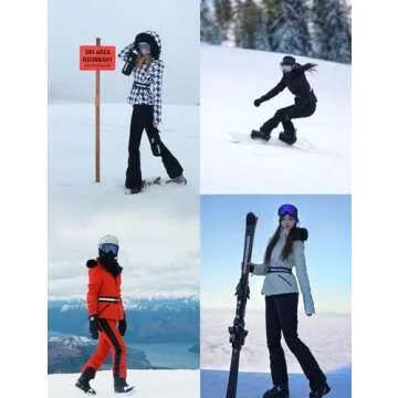 Women's Ski Jacket Snowboard Warm Winter Short Slim Snow Coat Jacket Mountain Windproof Waterproof Insulated Hooded