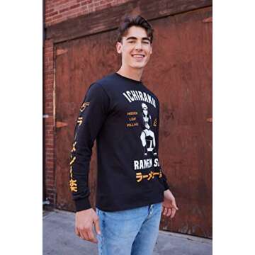 Ripple Junction Naruto Shippuden Ichiraku Ramen Shop Anime Long-Sleeve Adult T-Shirt Officially Licensed Black