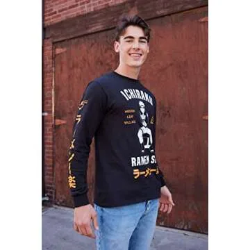 Ripple Junction Naruto Shippuden Ichiraku Ramen Shop Anime Long-Sleeve Adult T-Shirt Officially Licensed Black