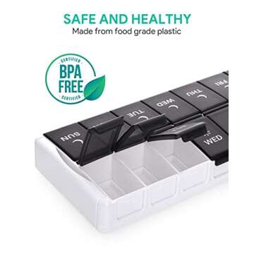 TookMag Weekly Pill Organizer 2 Times a Day, Easy Fill Medicine Pill Organizer AM PM Pill Organizer, Large Capacity 7 Day Pill Box for Pills/Vitamin/Fish Oil/Supplements (Patent Registered)