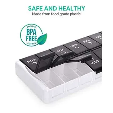 TookMag Weekly Pill Organizer 2 Times a Day, Easy Fill Medicine Pill Organizer AM PM Pill Organizer, Large Capacity 7 Day Pill Box for Pills/Vitamin/Fish Oil/Supplements (Patent Registered)