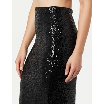 The Drop Women's Bianca Sequin Midi Skirt Black, S