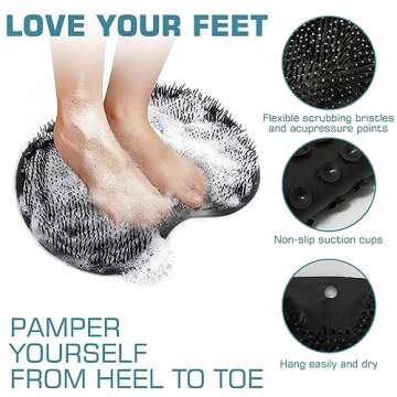 Shower Foot Scrubber Mat with Suction Cups - Exfoliating Foot Care for All