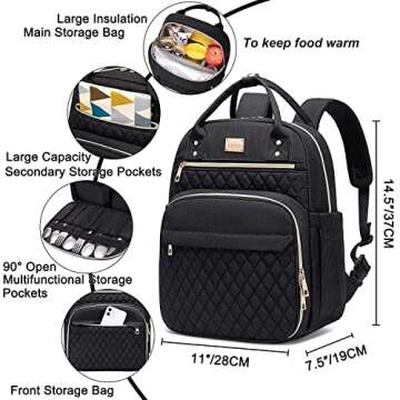 Artelaris Stylish Insulated Lunch Backpack for Women , Waterproof Travel Cooler Bag for Teacher Nurse Work School Picnic Book