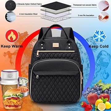 Artelaris Stylish Insulated Lunch Backpack for Women , Waterproof Travel Cooler Bag for Teacher Nurse Work School Picnic Book