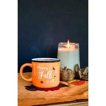 Pearhead Happy Fall Y'all Mug, Autumn Coffee Mug, Home Dećor Accessories, Orange, 15oz, Fall Kitche...