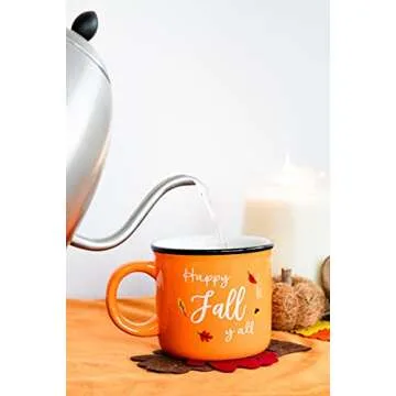 Pearhead Happy Fall Y'all Mug, Autumn Coffee Mug, Home Dećor Accessories, Orange, 15oz, Fall Kitchen Decorations, Holiday Tea or Coffee Mug