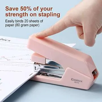 Ergonomic Pink Heavy Duty Stapler for Home or Office