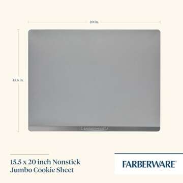 Farberware Insulated Bakeware Nonstick Cookie Baking Sheet, 15.5" x 20", Light Gray