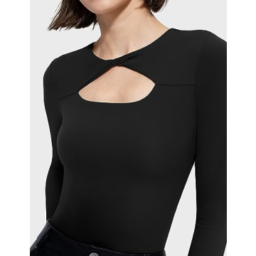 Stylish PUMIEY Bodysuit for Women Long Sleeve Tops