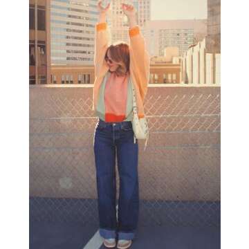 Trendy Yimoon Women Colorblock Sweatshirt for Comfort