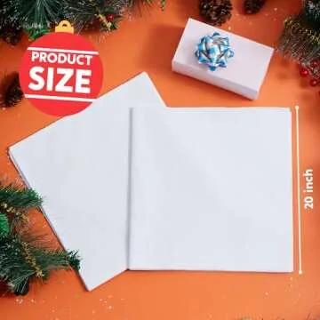 JOYIN 360 Sheets Solid White Tissue Paper 20” x 20” Wrapping Accessory Assortment Set for Gift Wrap Christmas, Packing, DIY Arts & Crafts, Party Supplies and Wine Bottles