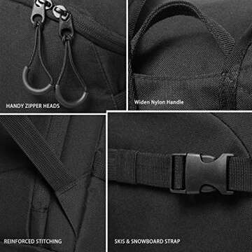 XIANFENGNIAO Ski Boot Bag,50L Waterproof Skiing Boot Travel Backpack for Snowboard Boots, Ski Helmet, Goggles, Gloves, Skis, Snowboard & Accessories for Men,Women and Youth (Black)