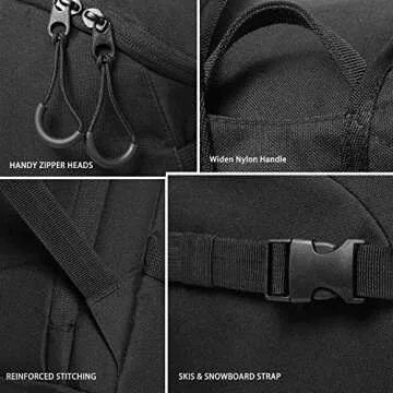 XIANFENGNIAO Ski Boot Bag,50L Waterproof Skiing Boot Travel Backpack for Snowboard Boots, Ski Helmet, Goggles, Gloves, Skis, Snowboard & Accessories for Men,Women and Youth (Black)