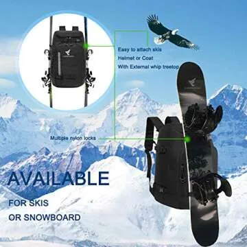 XIANFENGNIAO Ski Boot Bag,50L Waterproof Skiing Boot Travel Backpack for Snowboard Boots, Ski Helmet, Goggles, Gloves, Skis, Snowboard & Accessories for Men,Women and Youth (Black)