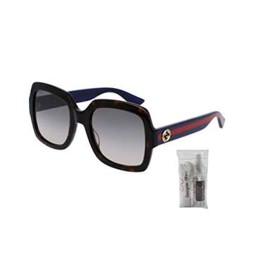 Gucci GG0036S Rectangular Sunglasses For Women + BUNDLE with Designer iWear Eyewear Kit (Havana Blue...