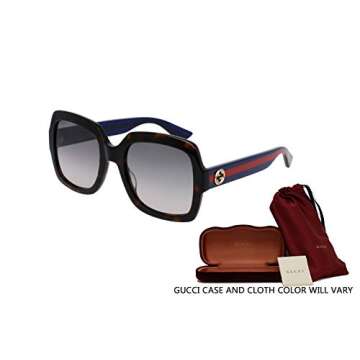 Gucci GG0036S Rectangular Sunglasses For Women + BUNDLE with Designer iWear Eyewear Kit (Havana Blue/Brown Gradient, 54)