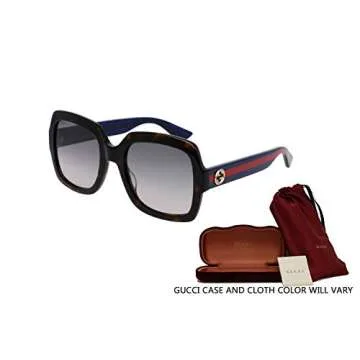 Gucci GG0036S Rectangular Sunglasses For Women + BUNDLE with Designer iWear Eyewear Kit (Havana Blue/Brown Gradient, 54)