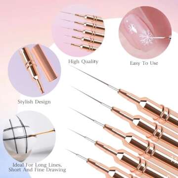 Top Quality 5pcs Nail Art Liner Brushes for Creative Design