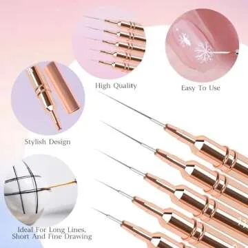 Top Quality 5pcs Nail Art Liner Brushes for Creative Design
