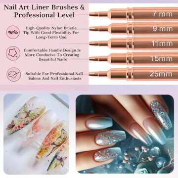 Top Quality 5pcs Nail Art Liner Brushes for Creative Design