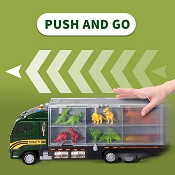 SNAEN 39 in 1 Dinosaur Toy Truck for Kids 3-7 with Play Mat, Dinosaur Transport Carrier Vehicle with Light and Sound, Toy for Toddler 3 4 5 6 Years Boys Includes Dinosaur Figures, Eggs and Trees