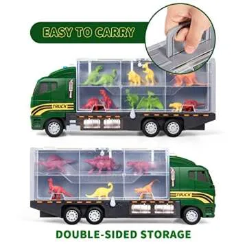 SNAEN 39 in 1 Dinosaur Toy Truck for Kids 3-7 with Play Mat, Dinosaur Transport Carrier Vehicle with Light and Sound, Toy for Toddler 3 4 5 6 Years Boys Includes Dinosaur Figures, Eggs and Trees