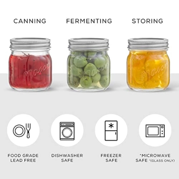 JoyJolt 8 Oz Mason Jars With Lids and Labels - 6-Pack