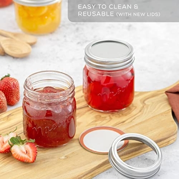 JoyJolt 8 Oz Mason Jars With Lids and Labels - 6-Pack