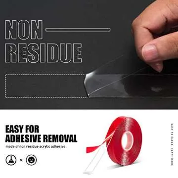 VERSAF Double Sided Tape Heavy Duty - 1/2" 10' Acrylic Strong Adhesive Removable Double Sided Mounting Tape Clear for Carpet Fix/Home Office Wall/DIY Crafts/Poster/LED Lights/Car Glass Decor