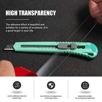 VERSAF Double Sided Tape Heavy Duty - 1/2" 10' Acrylic Strong Adhesive Removable Double Sided Mounting Tape Clear for Carpet Fix/Home Office Wall/DIY Crafts/Poster/LED Lights/Car Glass Decor