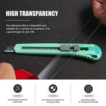 VERSAF Double Sided Tape Heavy Duty - 1/2" 10' Acrylic Strong Adhesive Removable Double Sided Mounting Tape Clear for Carpet Fix/Home Office Wall/DIY Crafts/Poster/LED Lights/Car Glass Decor