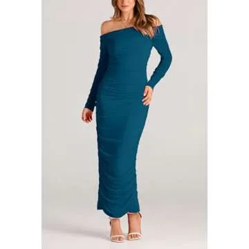 PRETTYGARDEN Women's Off Shoulder Maxi Bodycon Dress