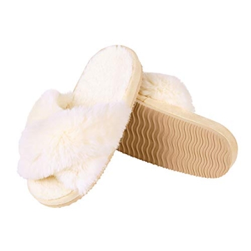 Comwarm Women's Cozy Criss Cross Slippers - White